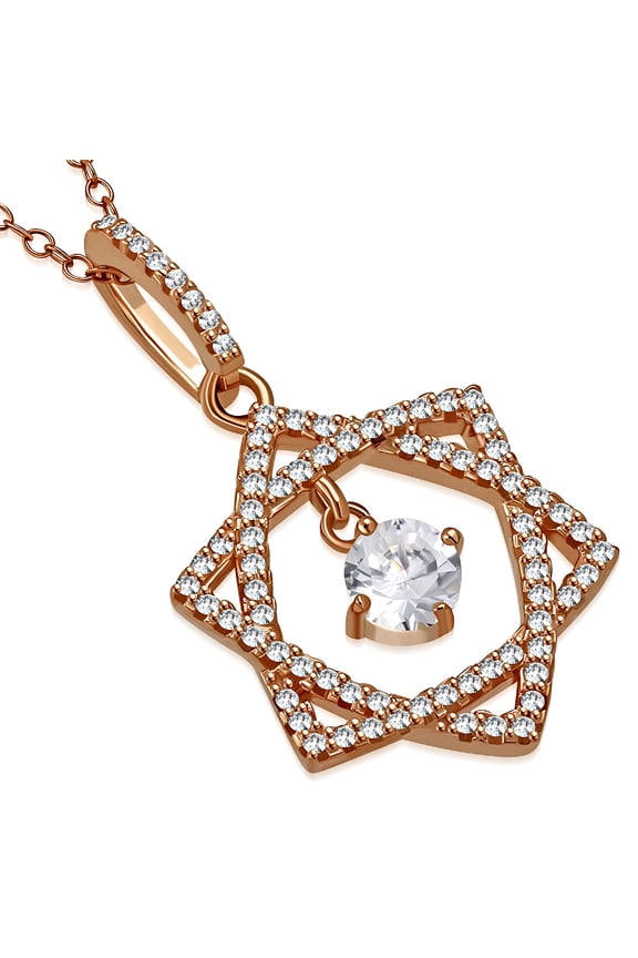 925 Sterling Silver White Clear CZ Jewish Star of David Pendant Necklace, 18"