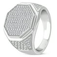 thumbnail image 1 of 925 Sterling Silver White Clear CZ Large Statement Cocktail Mens Ring Band, 1 of 2