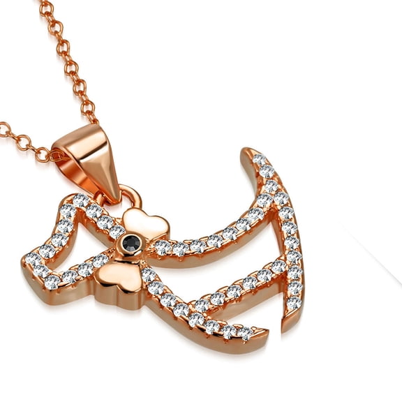 925 Sterling Silver White Clear CZ Puppy Dog Animal Pendant Necklace, 18"