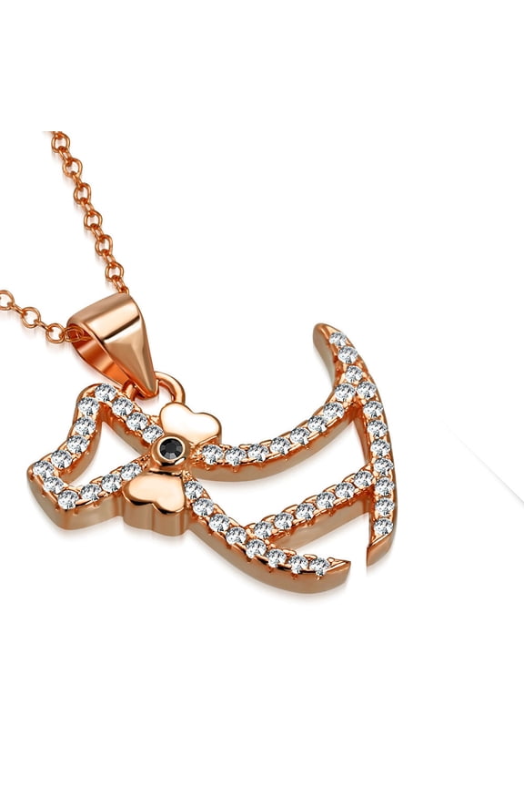 925 Sterling Silver White Clear CZ Puppy Dog Animal Pendant Necklace, 18"