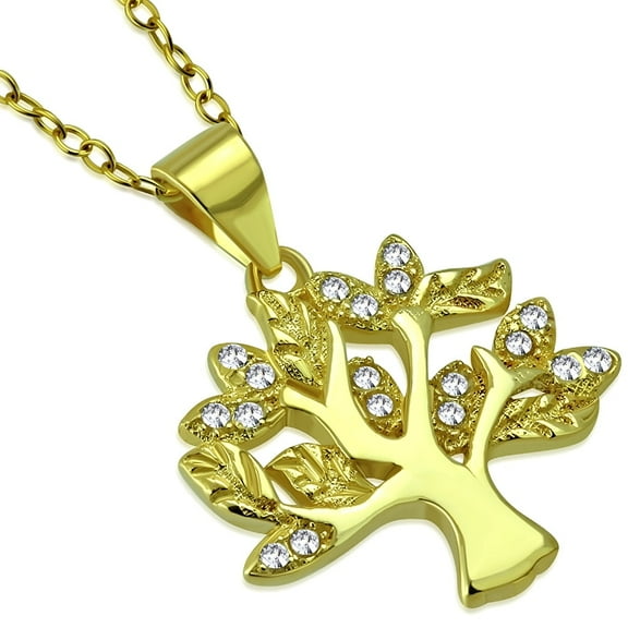 925 Sterling Silver White Clear Cubic Zirconia Tree of Life Pendant Necklace, 18"