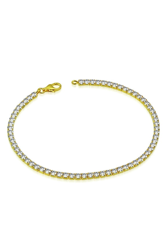 925 Sterling Silver White Clear Round CZ Classic Tennis Bracelet, 7.25"