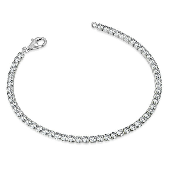 925 Sterling Silver White Clear Round CZ Classic Tennis Bracelet, 7.5"