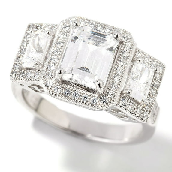 925 Sterling Silver White Cz Ring