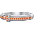 thumbnail image 1 of 925 Sterling Silver White Gold Plated Orange Sapphire Beautiful Cross Band Ring Women Christmas Gift, 1 of 2