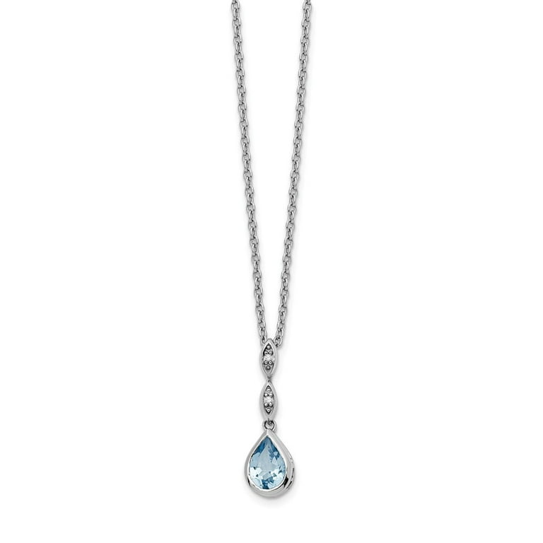 Sterling Silver White Ice Diamond and Blue Topaz Necklace Sterling Silver White Ice Diamond and Blue Topaz Necklace