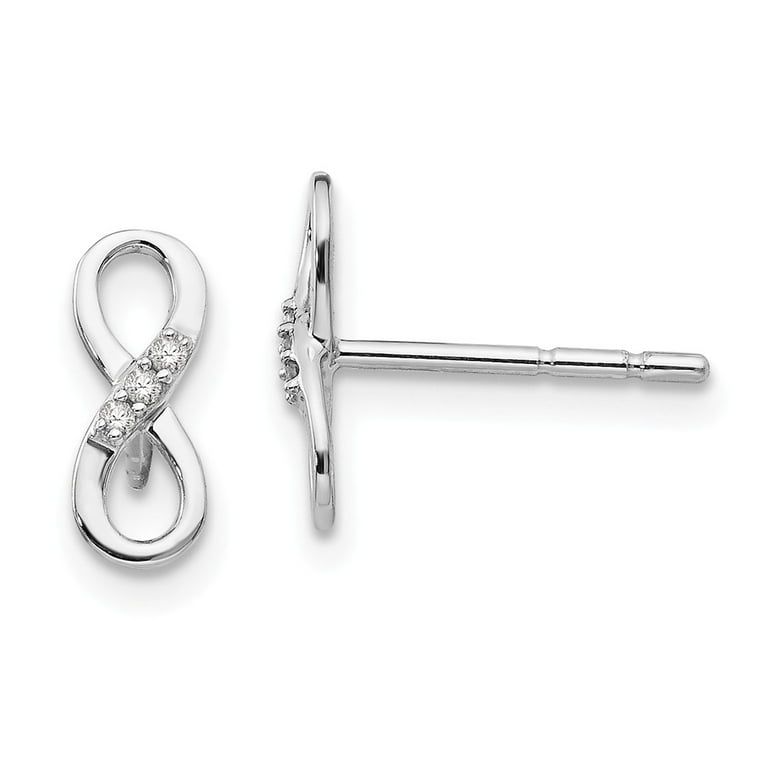 Sterling Silver White Ice Diamond Infinity Symbol Post Earrings Sterling Silver White Ice Diamond Infinity Symbol Post Earrings