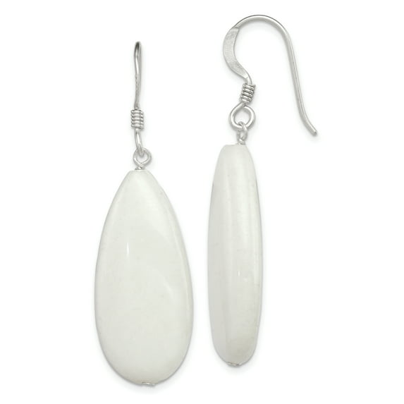 925 Sterling Silver White Jade Earrings
