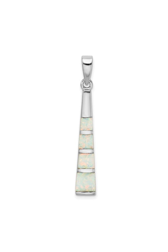925 Sterling Silver White Lab Created Opal Bar Pendant Fine Jewelry For Women Gifts For Her