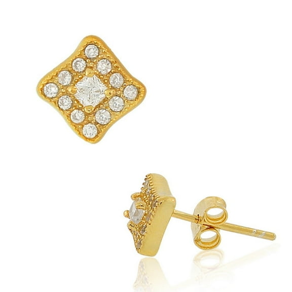 925 Sterling Silver White Round CZ Womens Hoop Huggie Earrings