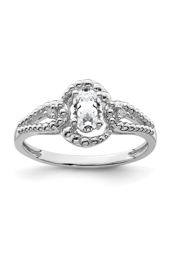 925 Sterling Silver White Topaz and Diamond Ring Fine Jewelry For Women Gifts For Her, Size 6