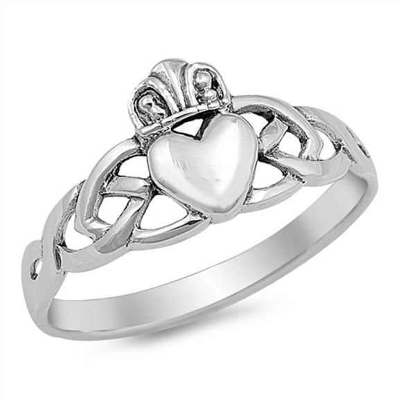 925 Sterling Silver Wicca Claddagh Ring Size 9