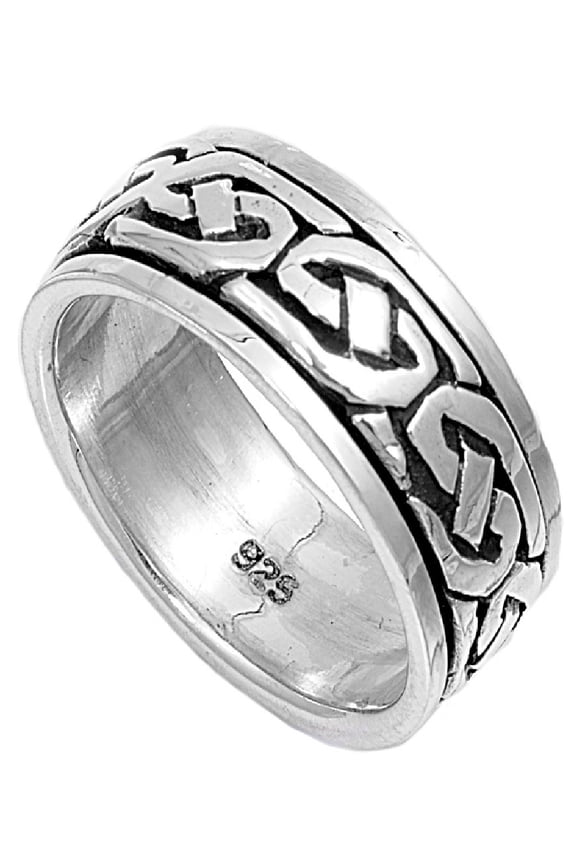 925 Sterling Silver Wicca Pagan Celtic Spinner Ring Size 9