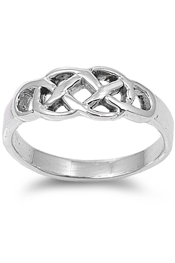 925 Sterling Silver Wicca Pagan Weaved Earth Symbol Ring Size 10