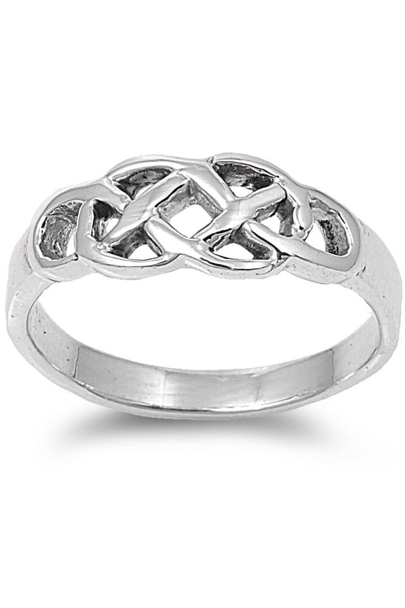 925 Sterling Silver Wicca Pagan Weaved Earth Symbol Ring Size 8
