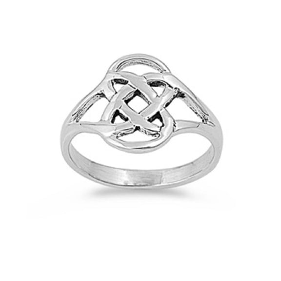 925 Sterling Silver Wicca Pentagram Triquetra Twisted Fusion Ring Size 6