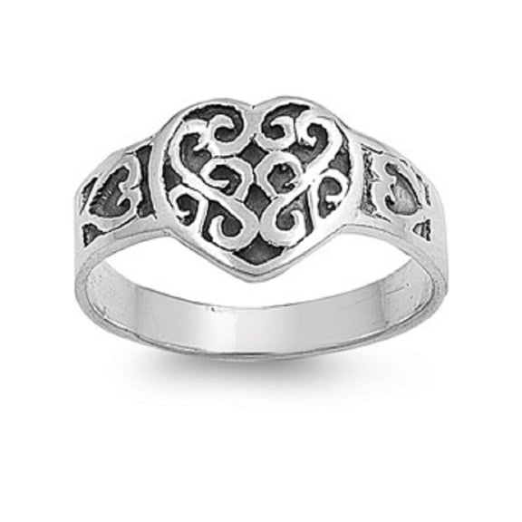925 Sterling Silver Wiccan Love Magic Filigree Ring Size 9