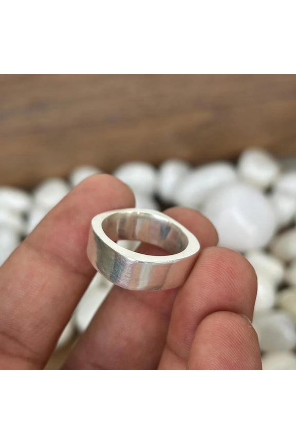 925 Sterling Silver Wide Band Ring – Minimalist Statement Jewelry | Handmade Artisan Ring, Unique Bold Design for Women & Men