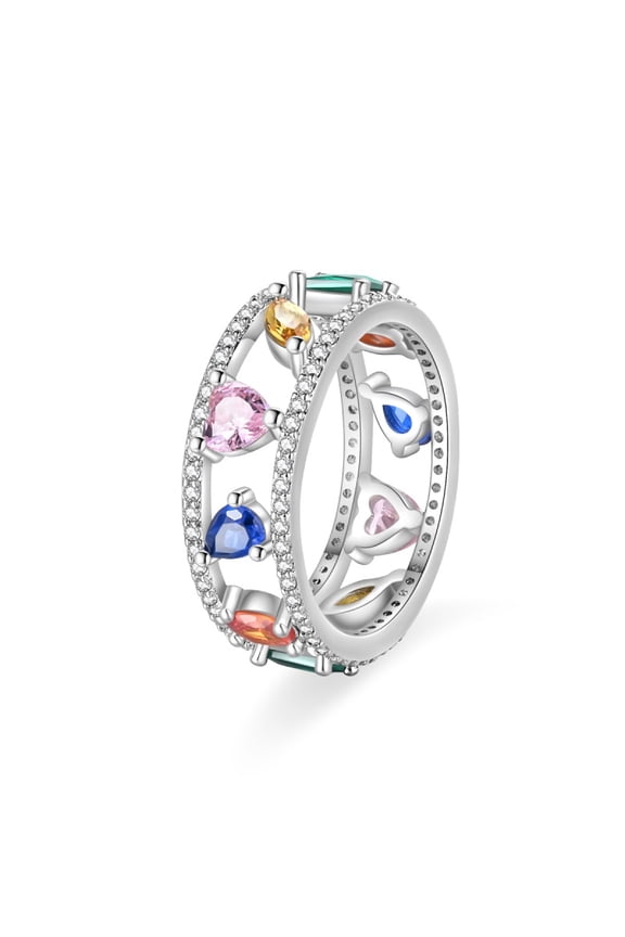 925 Sterling Silver Wide Band Rings for Women - Sunflower, Moon, Heart & Crown - Elegant Party Jewelry
