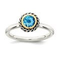 thumbnail image 1 of 925 Sterling Silver With 14k Polished Blue Topaz Ring Size 7 Ring for Women - .60 cwt, 1 of 2