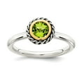 thumbnail image 1 of 925 Sterling Silver With 14k Polished Peridot Ring Size 8 Ring for Women - .50 cwt, 1 of 2