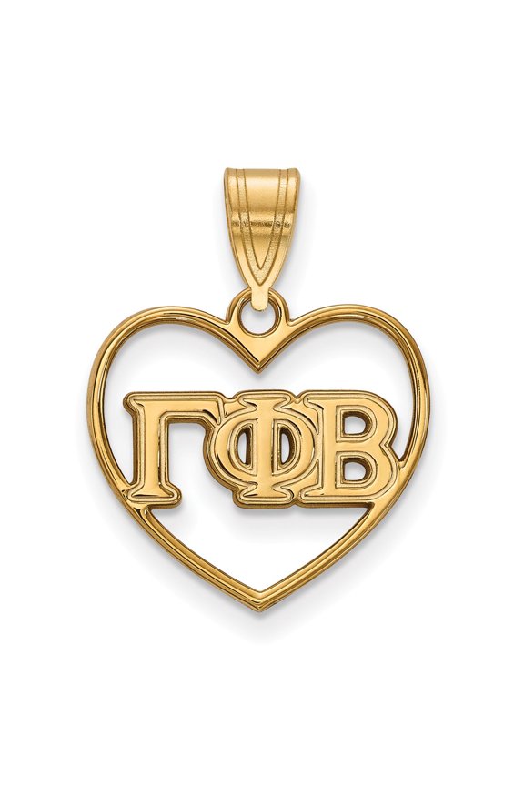 925 Sterling Silver With GP LogoArt Gamma Phi Beta Heart Pendant; for Adults and Teens; for Women and Men