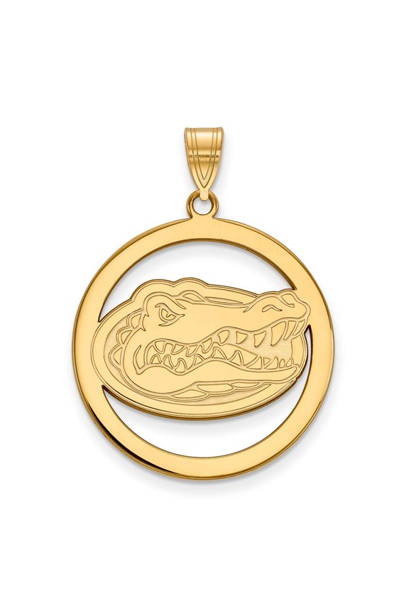 925 Sterling Silver With GP LogoArt University of Florida XL Pendant in Circle; for Adults and Teens; for Women and Men
