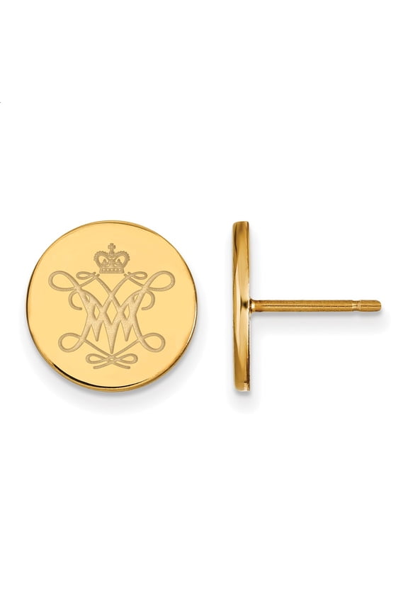 925 Sterling Silver With GP LogoArt William And Mary XS Disc Earrings; for Adults and Teens; for Women and Men