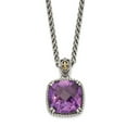 thumbnail image 1 of 925 Sterling Silver With Real 14kt Amethyst Necklace; for Adults and Teens; for Women and Men, 1 of 2