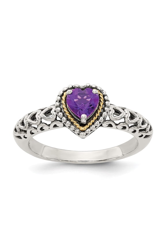 925 Sterling Silver With Real 14kt Amethyst Ring Size: 8; for Adults and Teens; for Women and Men