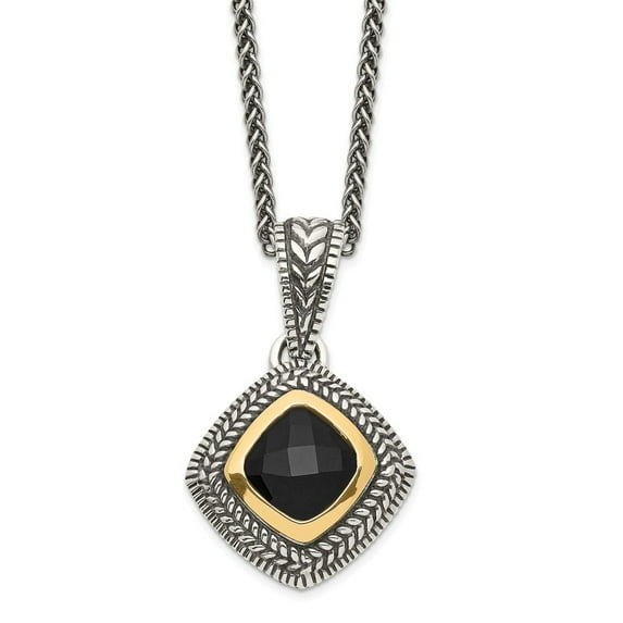 925 Sterling Silver With Real 14kt Black Onyx Necklace; 18 inch; Lobster Clasp; for Adults and Teens; for Women and Men