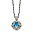 thumbnail image 1 of 925 Sterling Silver With Real 14kt Blue Topaz Necklace; 18 inch; Lobster Clasp; for Adults and Teens; for Women and Men, 1 of 2