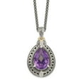 thumbnail image 1 of 925 Sterling Silver With Real 14kt Diamond & Amethyst Necklace; 18 inch; Lobster Clasp; for Adults and Teens; for Women and Men, 1 of 2