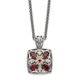 thumbnail image 1 of 925 Sterling Silver With Real 14kt Diamond & Garnet Necklace; 18 inch; for Adults and Teens, 1 of 2