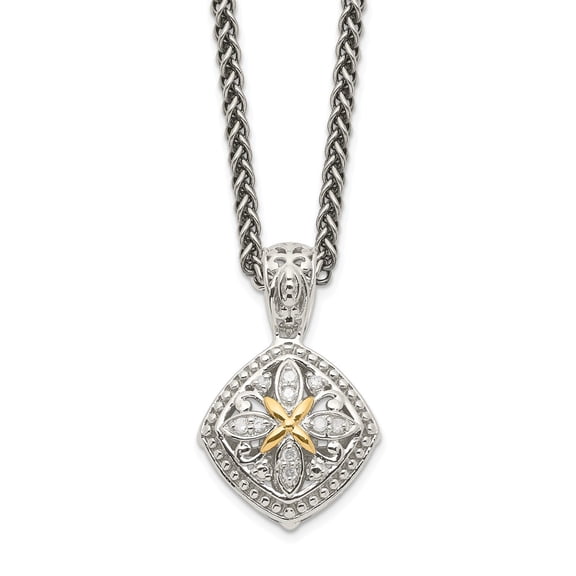 925 Sterling Silver With Real 14kt Diamond Necklace; for Adults and Teens; for Women and Men