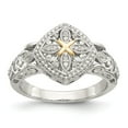 thumbnail image 1 of 925 Sterling Silver With Real 14kt Diamond Ring Size: 7; for Adults and Teens; for Women and Men, 1 of 6
