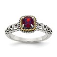 thumbnail image 1 of 925 Sterling Silver With Real 14kt Garnet Ring Size: 6; for Adults and Teens; for Women and Men, 1 of 6