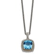 thumbnail image 1 of 925 Sterling Silver With Real 14kt Lt Swiss Blue Topaz Necklace; 18 inch; Lobster Clasp; for Adults and Teens; for Women and Men, 1 of 2