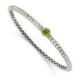 thumbnail image 1 of 925 Sterling Silver With Real 14kt Peridot Bangle Chain Bracelet; for Adults and Teens; for Women and Men, 1 of 1