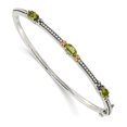 thumbnail image 1 of 925 Sterling Silver With Real 14kt Peridot Bangle; for Adults and Teens; for Women and Men, 1 of 1