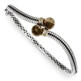 thumbnail image 1 of 925 Sterling Silver With Real 14kt Smoky Quartz & Diamond Bangle Chain Bracelet; for Adults and Teens; for Women and Men, 1 of 2