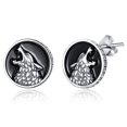 thumbnail image 1 of 925 Sterling Silver Wolf Stud Earrings Viking Wolf Earrings for Men and Women Unique Jewelry Gift, 1 of 3