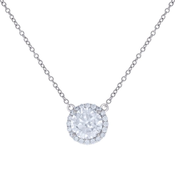 925 Sterling Silver Women Cubic Zirconia Rolo Link Fashion Halo Necklace Pendant Necklace for Women