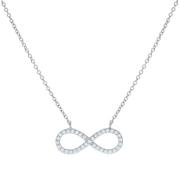 925 Sterling Silver Women Cubic Zirconia Rolo Link Infinity Necklace Pendant Necklace for Women