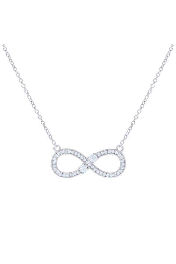 925 Sterling Silver Women Cubic Zirconia Rolo Link Infinity Necklace