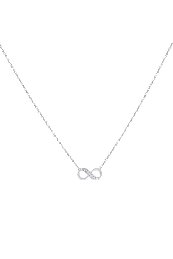 925 Sterling Silver Women Cubic Zirconia Rolo Link Infinity Necklace