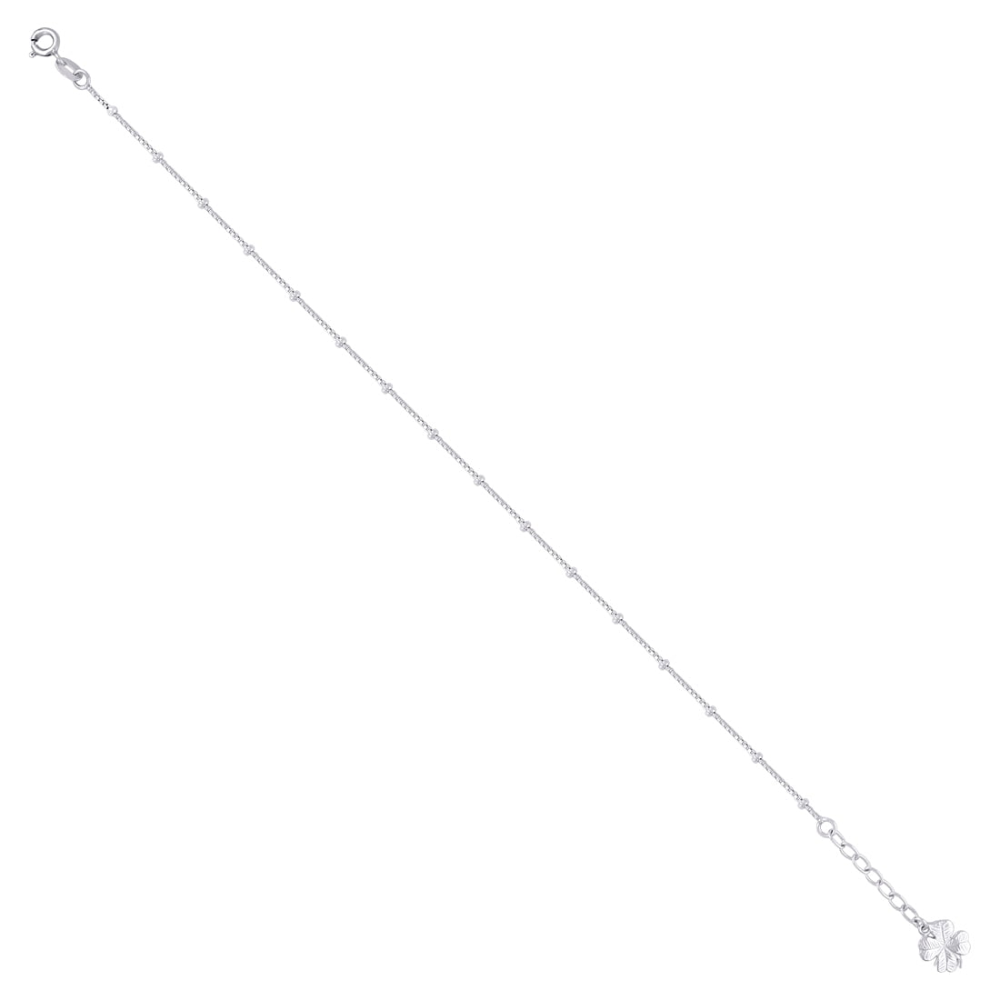 925 Sterling Silver Women Fashion Clover Leaf Anklet 11.7x9.1mm Wide Anklet for Women - 2.9 Grams