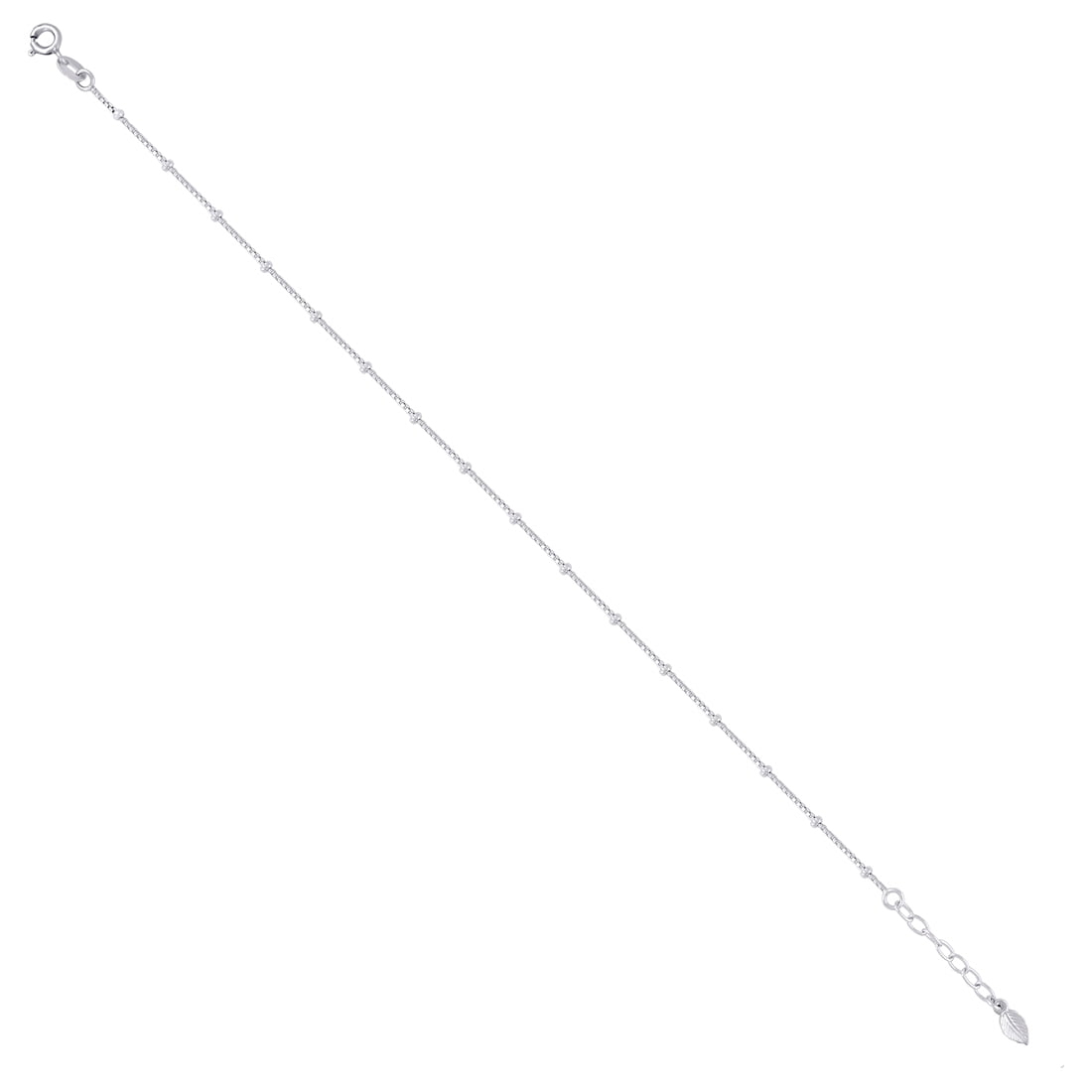 925 Sterling Silver Women Fashion Leaf Anklet 10.4x4.8mm Wide Anklet for Women - 2.6 Grams