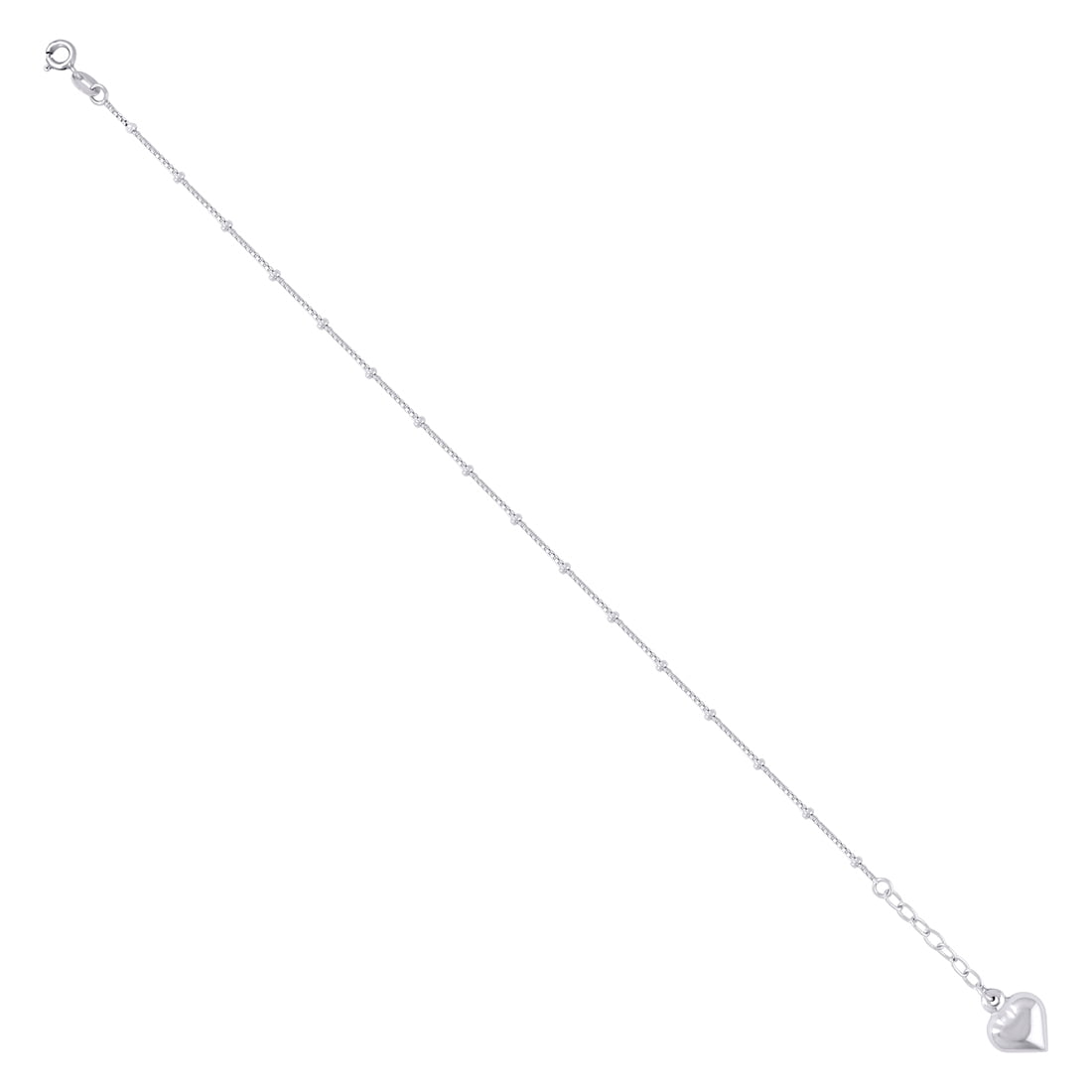 925 Sterling Silver Women Fashion Love Heart Anklet 14.4x11.9mm Wide Anklet for Women - 3.2 Grams