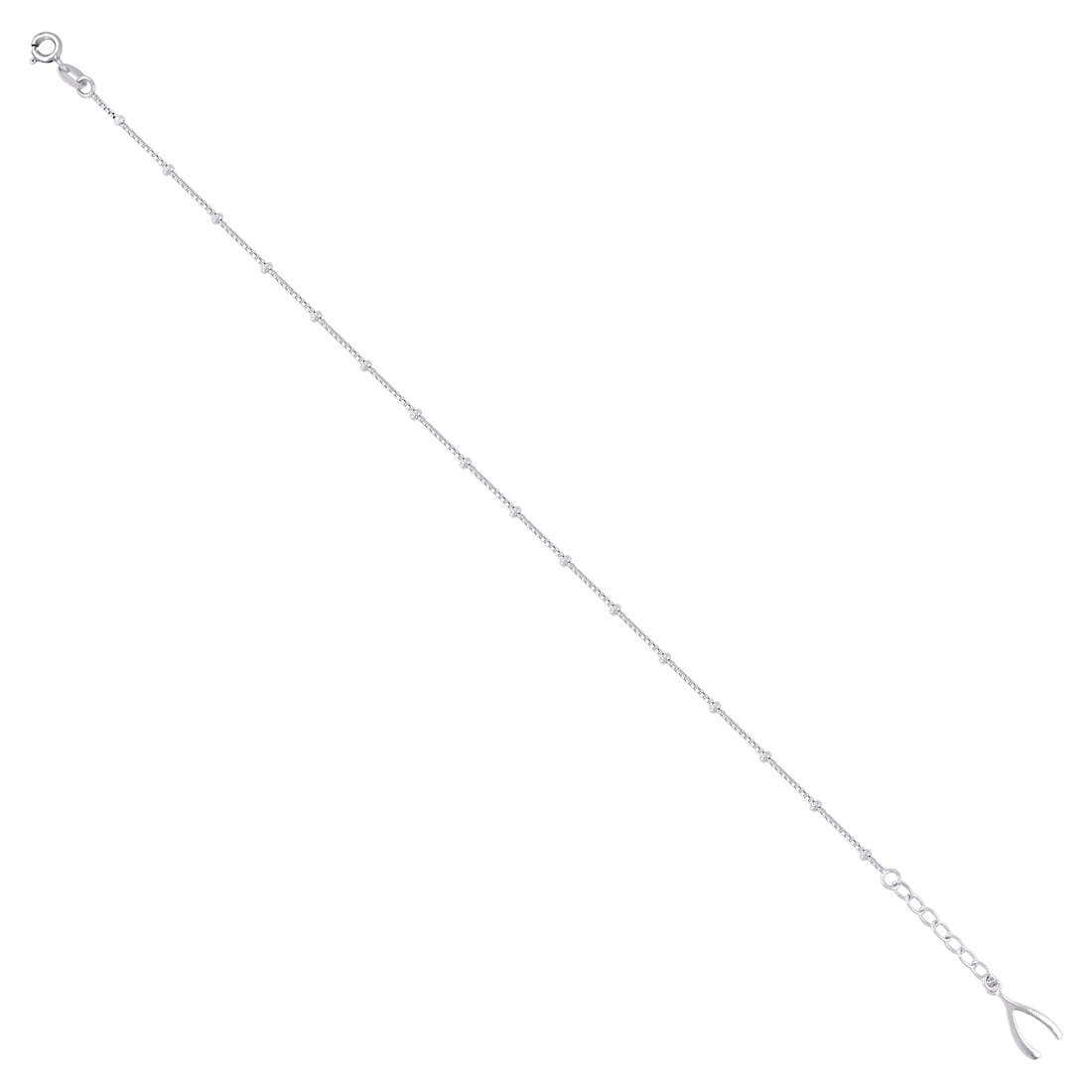 925 Sterling Silver Women Fashion Wish Bone Anklet 17.6x8mm Wide Anklet for Women - 2.6 Grams